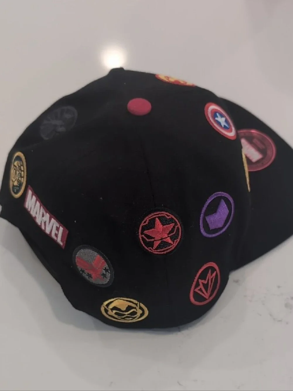 Marvel Kids Black Snapback Hat with Multicolor Avengers Patches